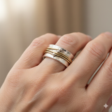 Vintage zlatý prsten s vrstvami ve stříbře